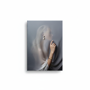 Printed Canvas Artwork: Modern Elegance - Behind Curtain Woman,<b>WRAPPED</b> CANVAS - Product Image 2