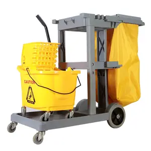 Wholesale Restaurant Serving Multifunction Hotel Housekeeping Trolley Folding Cleaning Trolley Rubbermaid Janitorial Cart