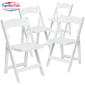 Chaises pliantes en plastique, chaises de jardinage, chaises pliantes en résine blanche pour enfants, chaise d'événement et de fête avec siège rembourré en vinyle - Product Image 3