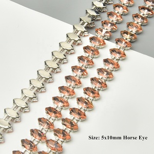 Cadena de cristal de diamantes de imitación brillante de doble hebra hecha a mano Premium de 5x10mm con cadena de cobre duradera para accesorios de joyería de moda - Product Image 6