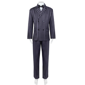Haute qualité le personnage de la <span class=keywords><strong>famille</strong></span> <span class=keywords><strong>Addams</strong></span> Gomez <span class=keywords><strong>Addams</strong></span> Cosplay Costume noir Costumes pour adultes fête carnaval Halloween - Product Image 1