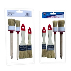 4Pc Double Bubble Paint Brushes 1 1.5 Round 4 8 Wood Handle with Plastic Ferrule Set for Painting - Product Image 2