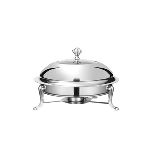 XINYUAN FT-02407 Réchaud de buffet poli miroir avec fenêtre de visualisation, couvercle en acier inoxydable bombé, trépied incurvé doré ou argenté en option - Product Image 6