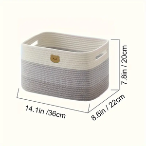 हस्तनिर्मित कपास रस्सी की टोकरी बहुक्रियाशील फैशनेबल सूती रस्सी से बुने हुई टोकरी बनाने के लिए कपास की रस्सी - Product Image 5