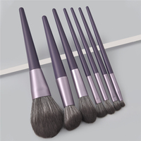 WELLFLYER Pinceau de maquillage professionnel MABR-224 de marque privée en gros, ensemble de 7 pinceaux violet avec poudre mélangeant les contours