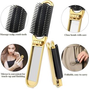 Venta al por mayor de nuevo diseño de espejo plegable <span class=keywords><strong>con</strong></span> peine de viaje de bolsillo Mini cepillo de pelo plegable <span class=keywords><strong>con</strong></span> espejo de <span class=keywords><strong>maquillaje</strong></span> peine - Product Image 5