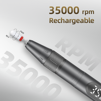 Perceuse à ongles électrique professionnelle de haute qualité rechargeable 35000 tr/min, moteur en acier inoxydable brossé, rotation avant/arrière