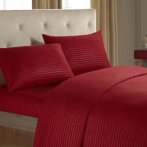 Luxury 1800 Ultra-Soft Red Striped 4-Piece Eco-Friendly Modern Microfiber Bed Sheet Set for Hotel Use - Product Image 3