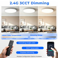 Plafonnier LED ultra fin 22 mm à montage en surface, télécommande, variateur d'intensité, 3000K-6000K pour salon