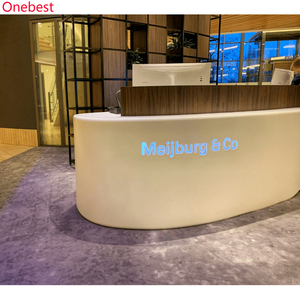 Corian bề mặt rắn LED bàn Bàn Tiệm Spa Nail cửa hàng vẻ đẹp thiết kế phía trước quầy tiếp tân - Product Image 2