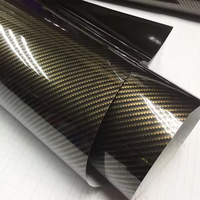 Film de protection de voiture en PVC auto-adhésif en fibre de carbone 2D de qualité supérieure, doré, pour changement de couleur