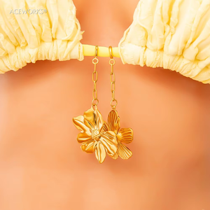Ocean & Flora Bikini Charm | 18K PVD Gold Plated Stainless Steel Shell Flower Starfish Bikini <b>Clip</b> Pendant | Waterproof, Durable - Product Image 4