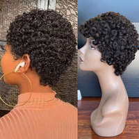 Perruque africaine Non frontale à dentelle de haute qualité, perruque Pixie Cut Non Lace Wig, perruque de cheveux humains bon marché fabriquée à la Machine