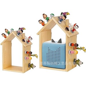 Wooden <b>wall</b>-<b>mounted</b> storage <b>shelf</b> for decorative small ornaments, dolls, blind boxes, and other items. - Product Image 5