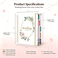 Carnet de mariage/agenda JAME 2027 personnalisé avec impression par transfert, feuille d'or rose, couverture rigide thermique en spirale, couverture en PP, feuilles mobiles