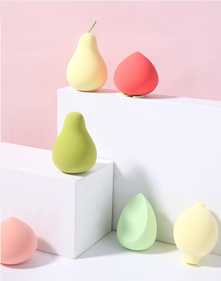 Lameila OEM Logo 2pcs Fruit Shape Beauty Sponge Reusable Soft Latex Free Foundation Makeup Sponge Blender Packaging Box A80219