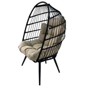 Fauteuil œuf en rotin PE moderne en forme de <span class=keywords><strong>cocon</strong></span>, fauteuil de salon intérieur/extérieur, fauteuil panier de patio - Product Image 3