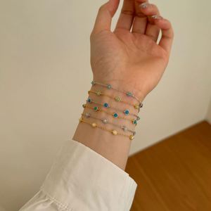 Dylam Unique Design S925 Silver Rhodium 18K Gold Plated Link Chain Dailey Dress up Synthetic <b>Opal</b> Stone Women Jewelry <b>Bracelets</b> - Product Image 4