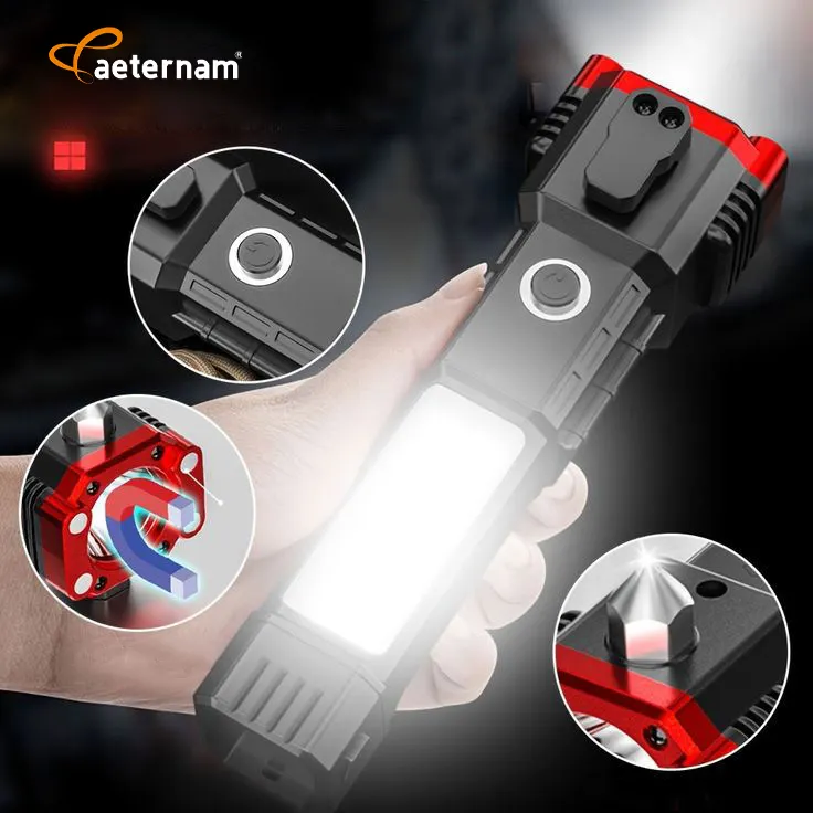 Aeternam Power Bank zoomable Luz DE TRABAJO personalizada Antorcha Martillo de emergencia para automóvil Linterna LED Linterna de luz Linternas