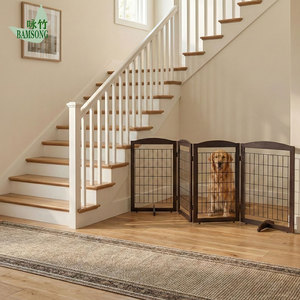 Barrière de sécurité pliable en bois à 4 panneaux pour animaux domestiques, clôture autoportante pour chien, idéale pour jardin, <span class=keywords><strong>maison</strong></span>, balcon, intérieur, extérieur, porte - Product Image 4