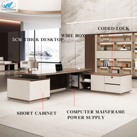 Bureau moderne convertible pour PDG exécutif Meuble à panneaux en bois avec organisateur Ensemble table et chaises de bureau