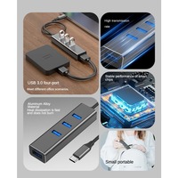 Hub USB-C 4 en 1, divisor tipo C, adaptador USB 3.0 de 5 Gbps, extensor USB 3.0 de aluminio para computadora portátil, PC, teléfono, tableta