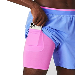 Shorts de sport bleu ciel à double couche, séchage rapide, légers, extensibles, respirants, écologiques, 2-en-1, pour la course à pied, la gym, l'entraînement, adultes - Product Image 3