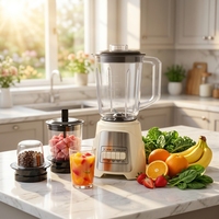 Mixeur-Blender-Extracteur de Jus Manuel/Électrique Portable 3-en-1 en Acier Inoxydable pour Usage Domestique et Commercial
