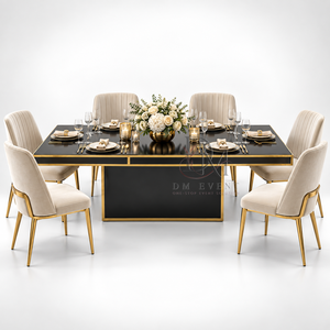 Table de réception rectangulaire moderne en acier inoxydable noir avec piétement en forme de boîte pour mariage, banquet, vente en gros - Product Image 2