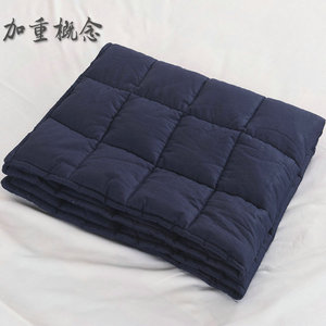 Weighted <b>Blanket</b> With Glass Bead Filling Dark <b>Blue</b> Single Size Air Permeable For All Seasons Quilted Lightweight Breathable - Product Image 3