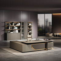 Bureau de direction ergonomique modulaire personnalisable et extensible en forme de L avec table à thé et armoire latérale en placage de bois MDF