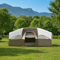 Tente spacieuse personnalisable pour 8 personnes, tente de camping imperméable de 3000 mm avec de grands fenêtres, conception à double couche pour le camping en famille