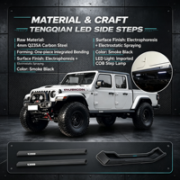 Estribos Negros con Luces LED COB Integradas, Protección de Panel Lateral para Jeep Gladiator JT, Uso Diario y Todoterreno