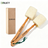 Brosse corporelle en bois écologique à long manche avec éponge de loofah naturelle, exfoliante pour le dos sous la douche, brosse de bain durable
