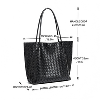 Sac fourre-tout en cuir véritable tressé grande capacité pour femme, sac à bandoulière pour le quotidien, sac à main minimaliste et élégant avec fermeture magnétique