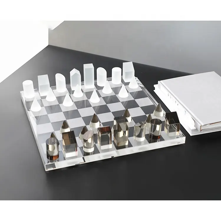 Handmade Classic Acrylic Chess Board and Figures Apartment Decor Elegant Lucite Chess Piece