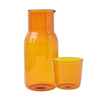Carafe à eau Wonder GP25002 de style américain en verre borosilicate coloré de qualité alimentaire, résistante à la chaleur et au froid, 520 ml, pour chevet