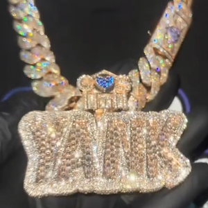 Liontin huruf inisial Vvs Moissanite kustom, Perhiasan halus liontin rantai awal berlian es gaya Hip-Hop - Product Image 1