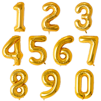Ballons en papier d'aluminium couleur or 0 à 9, pour décoration de fête, 32 pouces, en hélium, couleur or
