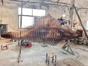 Moderno artistico in acciaio inox parete di montagna scultura lucidata a specchio superficie forgiata a mano/taglio Laser forma personalizzata lusso - Product Image 2