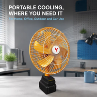 Ventilateurs à batterie au lithium en gros, ventilateur jaune de 12 pouces, fonction oscillante, fournisseur professionnel de ventilateurs rechargeables.