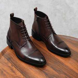 Chaussures pour hommes en cuir imprimé au laser, à bout pointu et lacets, de haute qualité, design tendance, pour les fêtes d'automne, les affaires et les mariages - Product Image 6