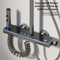 Panneau de douche thermostatique pour salle de bain avec affichage LED Noyau de valve en céramique Finition brossée Douche murale Tour Colmann System