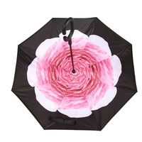 Parapluies inversés publicitaires double face à impression florale de haute qualité, double couche, coupe-vent, bon marché, en promotion