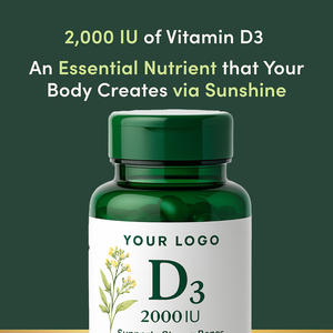 Gélules de vitamine D3 2000 UI certifiées GMP - 150 à libération rapide, soutient la santé des <span class=keywords><strong>os</strong></span> et du système immunitaire - Product Image 3