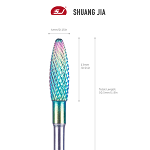Đầu mài móng SHUANGJIA 4mm Flame <span class=keywords><strong>Bits</strong></span> 3/32 Rainbow Carbide, dụng cụ mài móng xoay, loại bỏ gel, phụ kiện máy khoan điện - Product Image 5