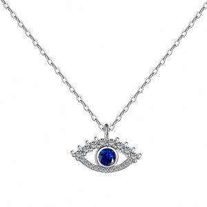 Collier Pendentif Dylam Jewelry Tendance en Argent S925 avec Zirconia 5A et Saphir, Protection Spirituelle Turque Contre le Mauvais Œil Bleu - Product Image 1