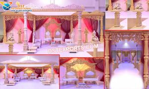 Mandap แกะสลักไม้โบราณสำหรับงานแต่งงาน,Mandap เกลียวไม้แกะสลักแบบดั้งเดิมสำหรับงานแต่งกลางแจ้ง Mandap London - Product Image 5