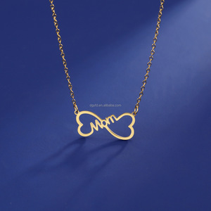 Custom Double Heart Infinity Necklace Engraved Name Pendant <strong>Mum</strong> <strong>Jewellery</strong> Personalised Infinity Charm Bow MOM Pendant Necklace - Product Image 1
