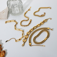 Ensemble de bijoux en acier inoxydable plaqué or PVD, vente en gros, best-seller, cadeau de mariage mignon, chaîne cubaine Miami torsadée, bracelet à maillons plats, serpent